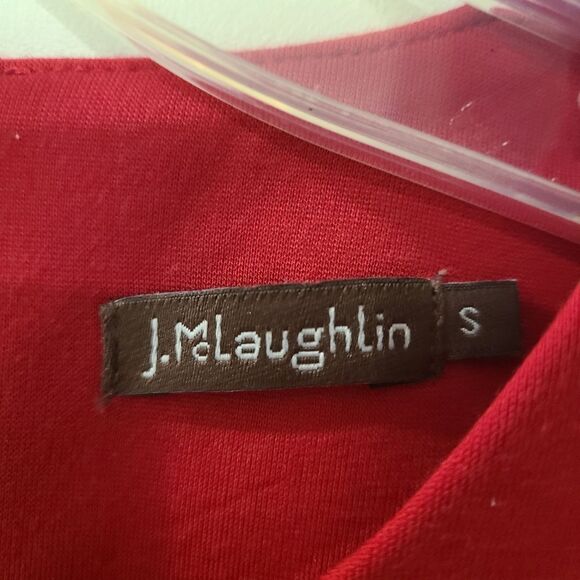 J. McLaughin Red Bell Sleeve Blouse Relaxed Fit - Picture 3 of 5